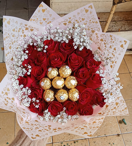 FERRERO CHOCOLATES & RED ROSES