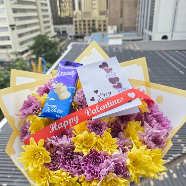 VALENTINE CHRYSANTHEMUMS & CHOCOLATE